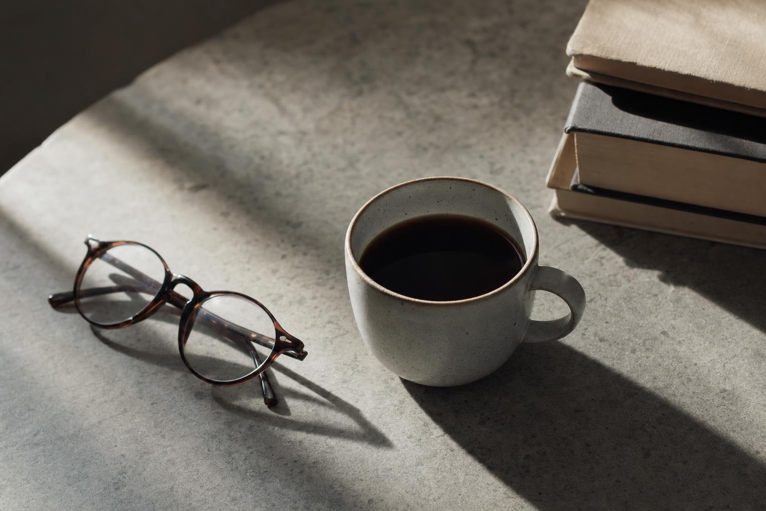 A cup of coffee beside a paper to-do list with a single task circled